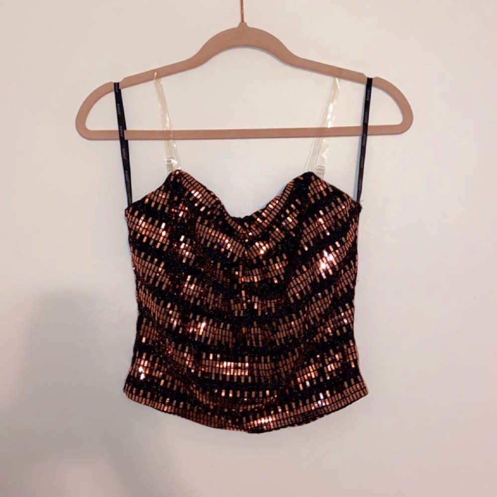 Papaya Rose Gold Sparkle Crop Top